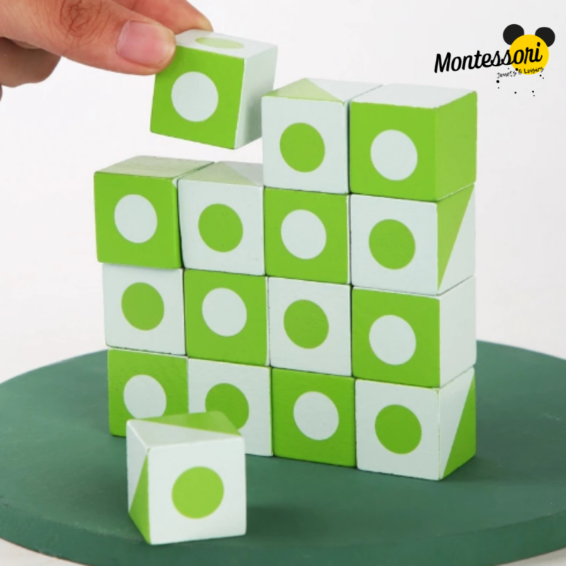 Jeu puzzle 3d cube colore - Montessori