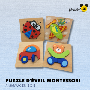 Petit Puzzle d’éveil Montessori - Animeaux en bois