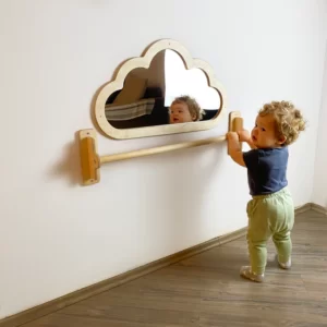 Miroir Montessori avec barre en bois Pull up