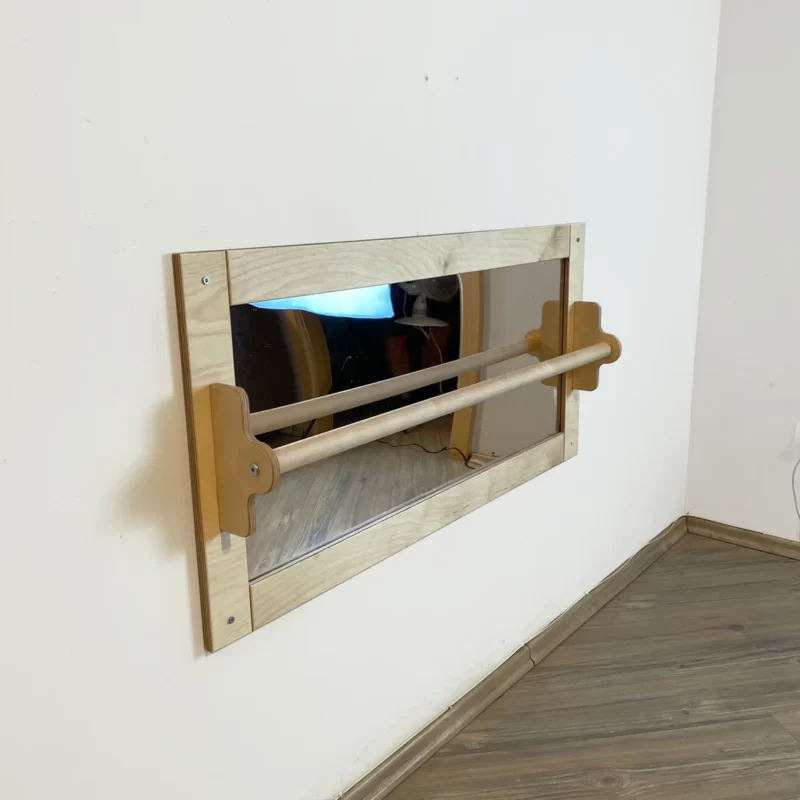 Miroir Montessori avec barre en bois Pull up Option 4