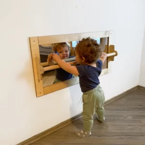 Miroir Montessori avec barre en bois Pull up